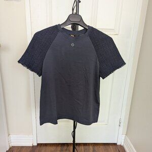 Maje Tweed-sleeved T-shirt size 1 with tags